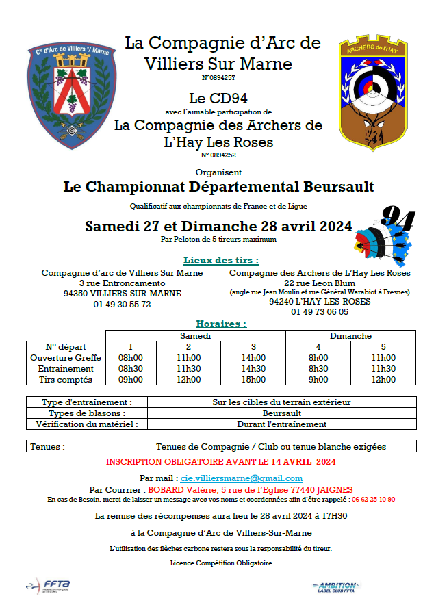 Mandat du Championnat Départemental Beursault du 94
