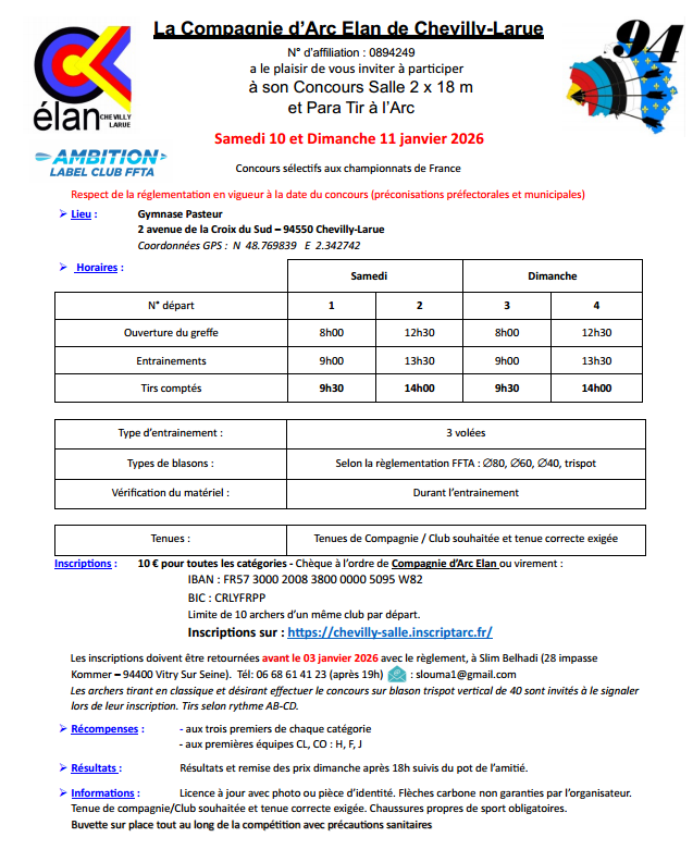 Mandat Salle 2 x 18 m de Chevilly Larue